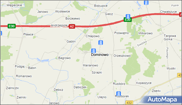 mapa Dominowo, Dominowo na mapie Targeo