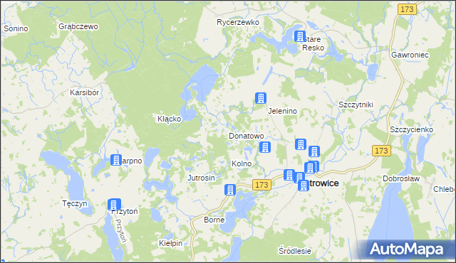 mapa Donatowo gmina Ostrowice, Donatowo gmina Ostrowice na mapie Targeo