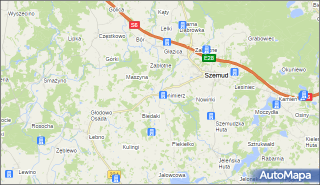 mapa Donimierz gmina Szemud, Donimierz gmina Szemud na mapie Targeo