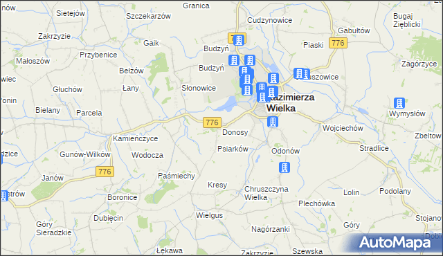 mapa Donosy, Donosy na mapie Targeo