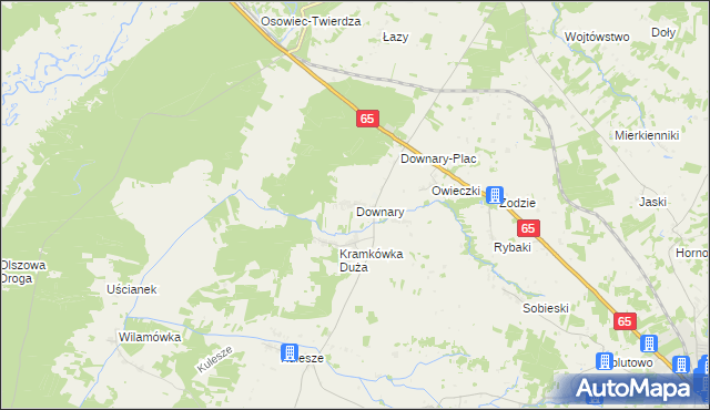 mapa Downary, Downary na mapie Targeo