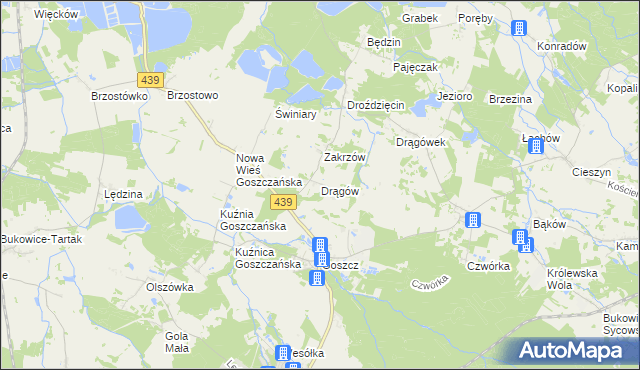 mapa Drągów, Drągów na mapie Targeo