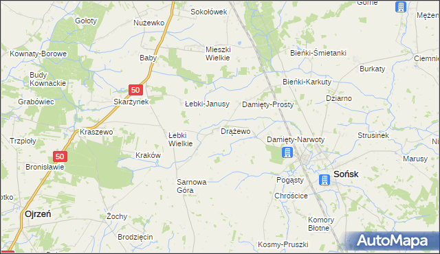 mapa Drążewo, Drążewo na mapie Targeo