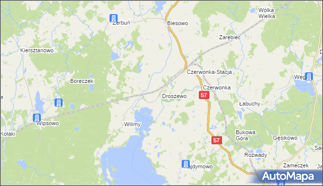 mapa Droszewo, Droszewo na mapie Targeo