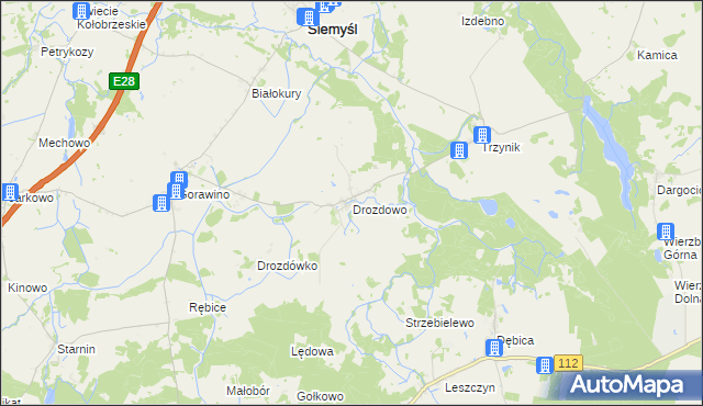 mapa Drozdowo gmina Rymań, Drozdowo gmina Rymań na mapie Targeo