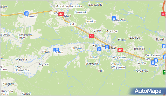 mapa Drożdżów, Drożdżów na mapie Targeo