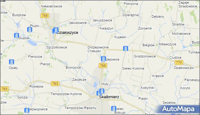 mapa Drożejowice, Drożejowice na mapie Targeo