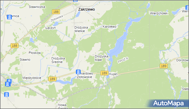 mapa Drożyska Małe, Drożyska Małe na mapie Targeo