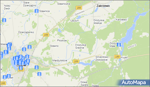 mapa Drożyska Średnie, Drożyska Średnie na mapie Targeo