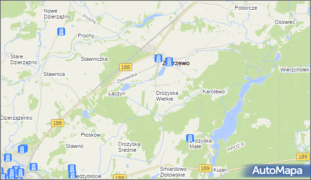 mapa Drożyska Wielkie, Drożyska Wielkie na mapie Targeo