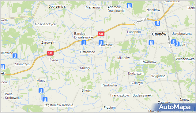 mapa Drwalewice gmina Chynów, Drwalewice gmina Chynów na mapie Targeo