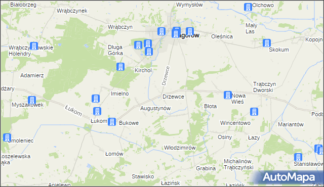 mapa Drzewce gmina Zagórów, Drzewce gmina Zagórów na mapie Targeo
