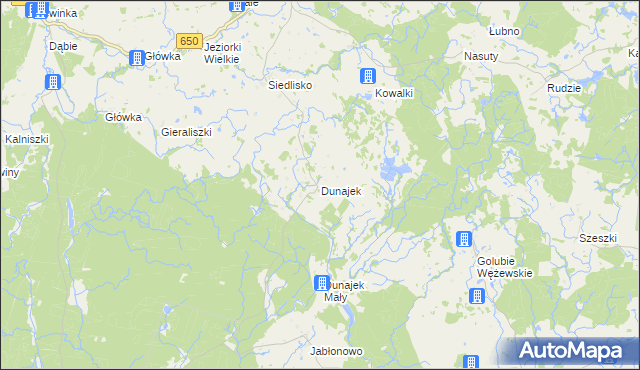 mapa Dunajek gmina Gołdap, Dunajek gmina Gołdap na mapie Targeo