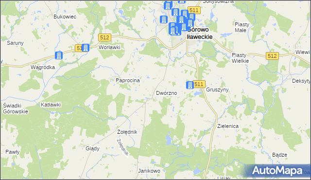 mapa Dwórzno gmina Górowo Iławeckie, Dwórzno gmina Górowo Iławeckie na mapie Targeo