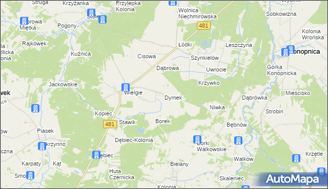 mapa Dymek, Dymek na mapie Targeo