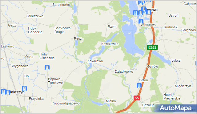 mapa Dziadkowo gmina Mieleszyn, Dziadkowo gmina Mieleszyn na mapie Targeo