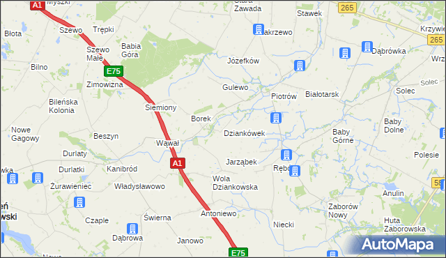 mapa Dziankówek, Dziankówek na mapie Targeo