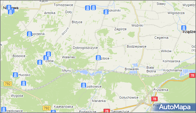 mapa Dzibice, Dzibice na mapie Targeo