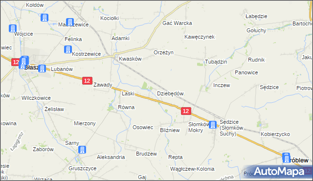 mapa Dziebędów, Dziebędów na mapie Targeo