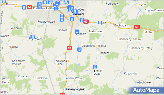 mapa Dziegietnia, Dziegietnia na mapie Targeo