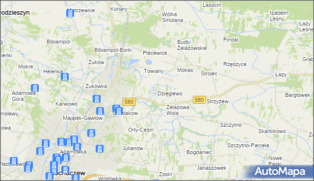 mapa Dzięglewo, Dzięglewo na mapie Targeo