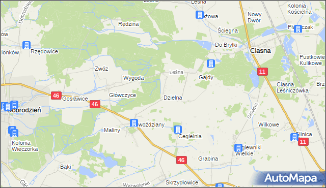 mapa Dzielna gmina Ciasna, Dzielna gmina Ciasna na mapie Targeo