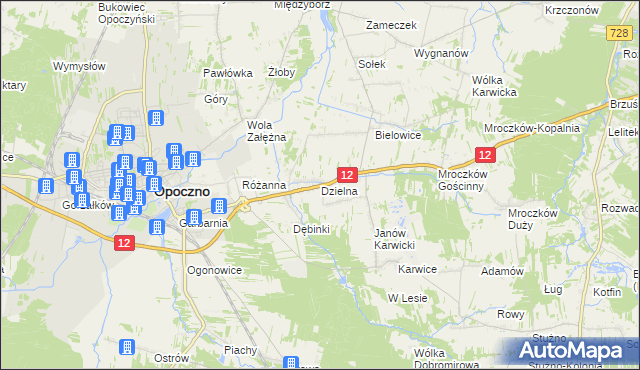 mapa Dzielna gmina Opoczno, Dzielna gmina Opoczno na mapie Targeo