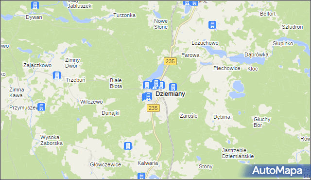 mapa Dziemiany, Dziemiany na mapie Targeo
