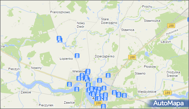 mapa Dzierzążenko, Dzierzążenko na mapie Targeo