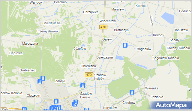 mapa Dzierżązna gmina Turek, Dzierżązna gmina Turek na mapie Targeo