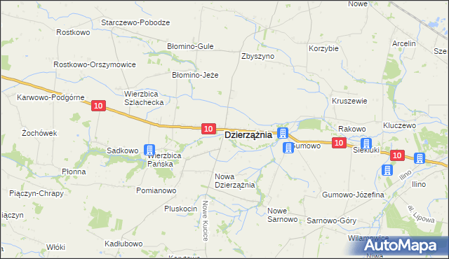 mapa Dzierzążnia, Dzierzążnia na mapie Targeo
