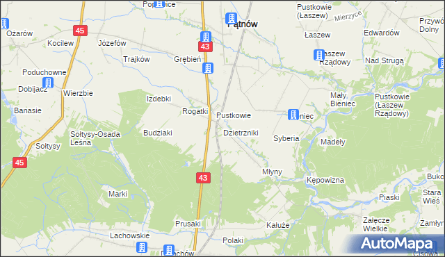 mapa Dzietrzniki, Dzietrzniki na mapie Targeo
