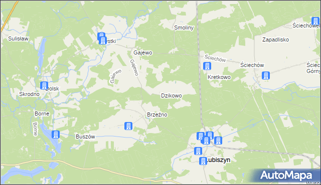 mapa Dzikowo gmina Lubiszyn, Dzikowo gmina Lubiszyn na mapie Targeo