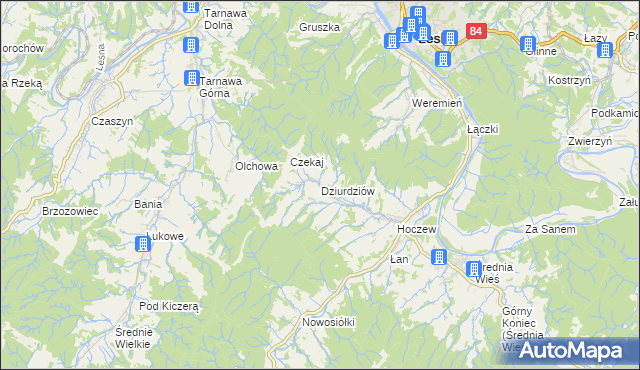 mapa Dziurdziów, Dziurdziów na mapie Targeo