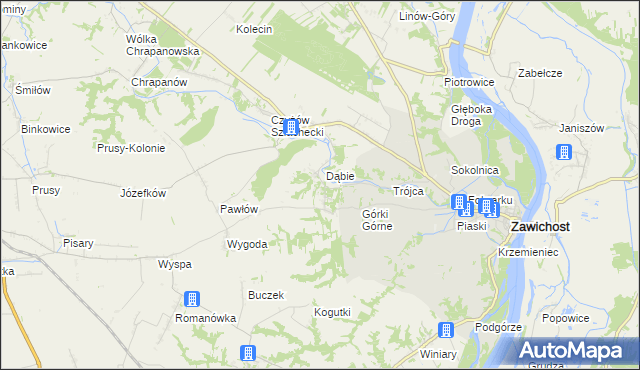 mapa Dziurów gmina Zawichost, Dziurów gmina Zawichost na mapie Targeo