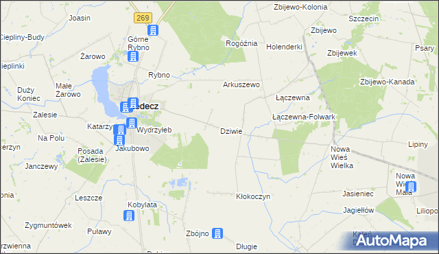 mapa Dziwie, Dziwie na mapie Targeo