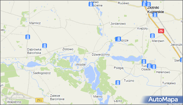 mapa Dźwierzchno, Dźwierzchno na mapie Targeo