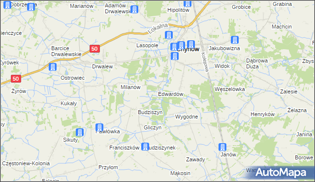 mapa Edwardów gmina Chynów, Edwardów gmina Chynów na mapie Targeo