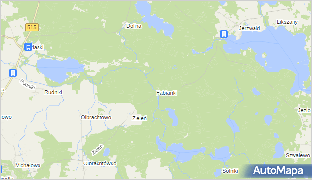 mapa Fabianki gmina Susz, Fabianki gmina Susz na mapie Targeo