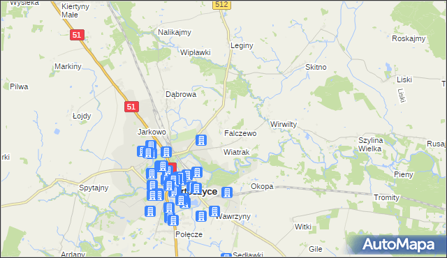 mapa Falczewo, Falczewo na mapie Targeo