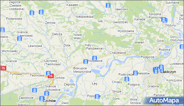 mapa Faliszewice, Faliszewice na mapie Targeo