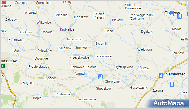 mapa Faliszowice, Faliszowice na mapie Targeo
