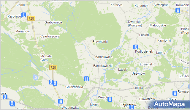 mapa Fanisławice, Fanisławice na mapie Targeo