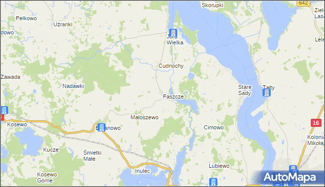 mapa Faszcze gmina Mikołajki, Faszcze gmina Mikołajki na mapie Targeo