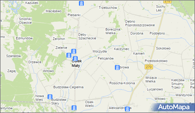 mapa Felicjanów gmina Osiek Mały, Felicjanów gmina Osiek Mały na mapie Targeo