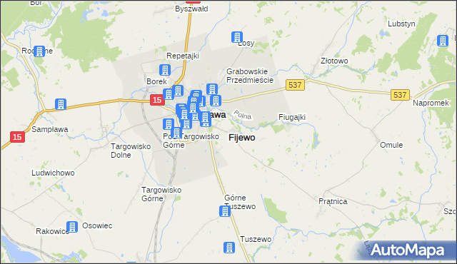 mapa Fijewo gmina Lubawa, Fijewo gmina Lubawa na mapie Targeo