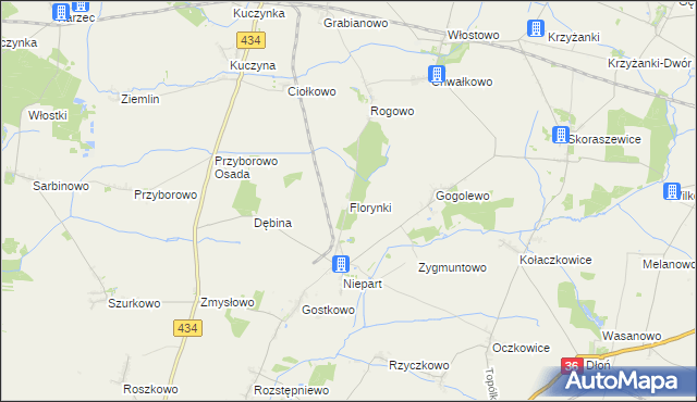 mapa Florynki, Florynki na mapie Targeo