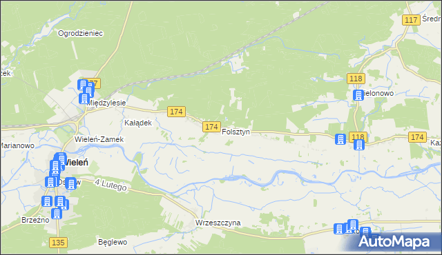 mapa Folsztyn, Folsztyn na mapie Targeo