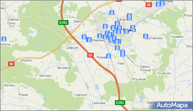 mapa Folwark gmina Rawicz, Folwark gmina Rawicz na mapie Targeo