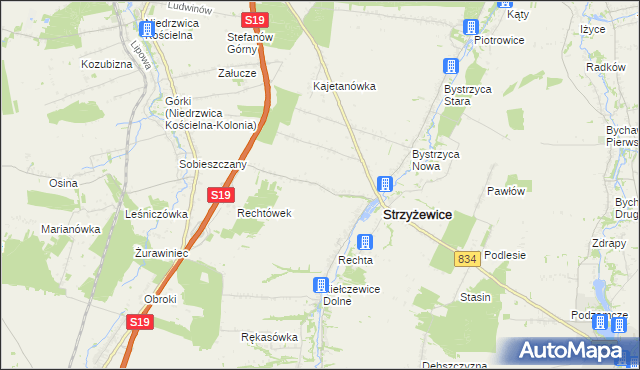 mapa Franciszków gmina Strzyżewice, Franciszków gmina Strzyżewice na mapie Targeo